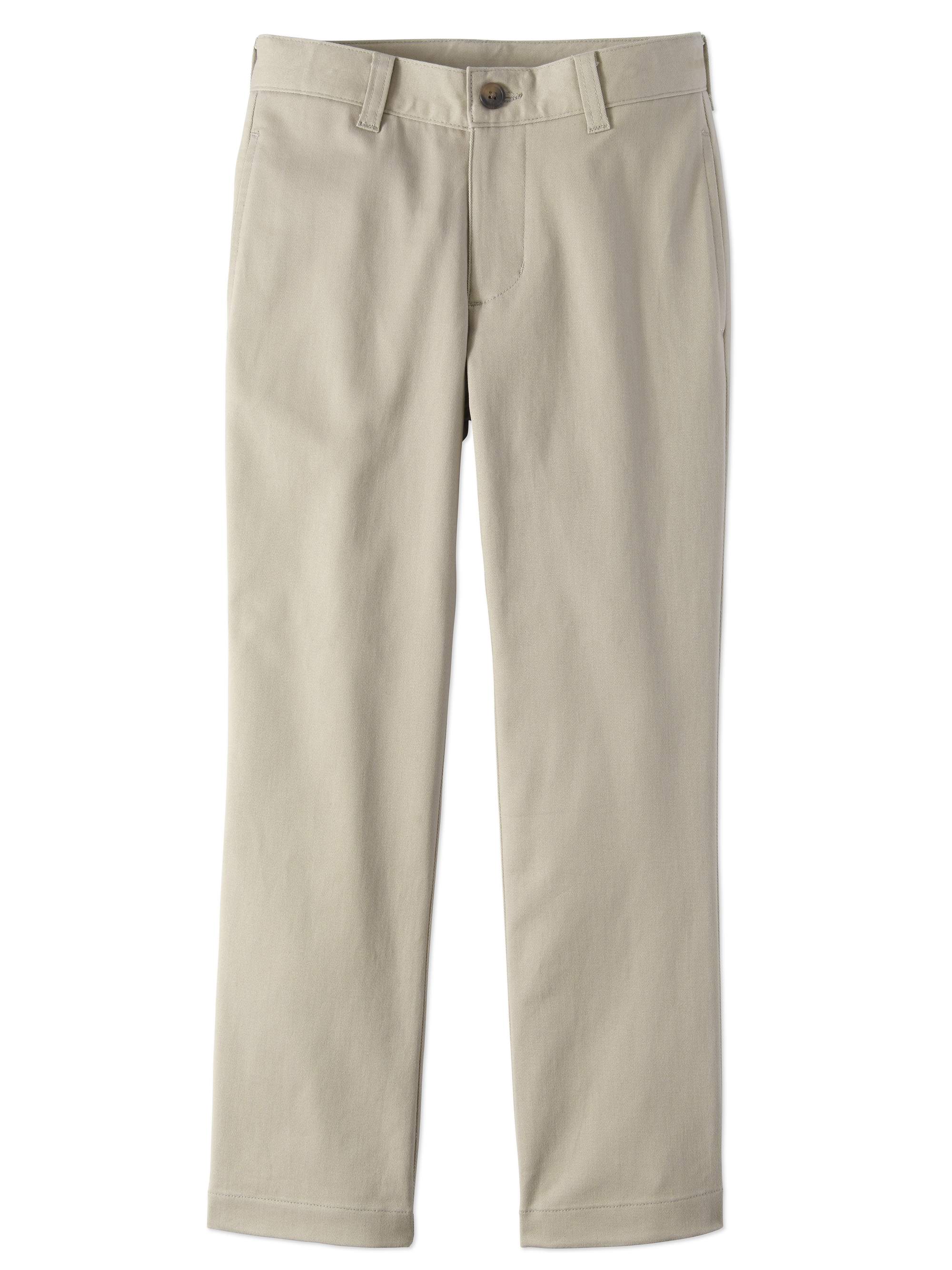 Wonder Nation Boys School Uniform Super Soft Stretch Twill Flat Front Pants, Sizes 4-22, Slim, & Husky - image 1 of 4
