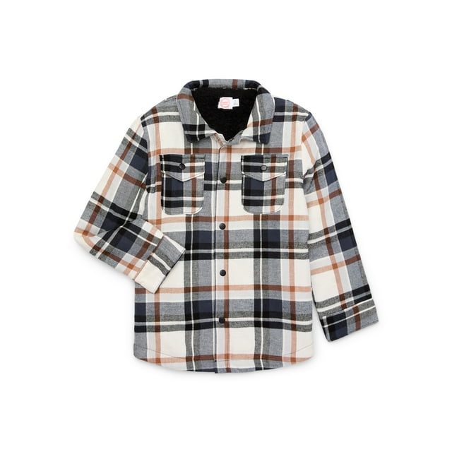 Wonder Nation Boys Shacket with Faux Shearling Lining, Sizes 4-18 & Husky