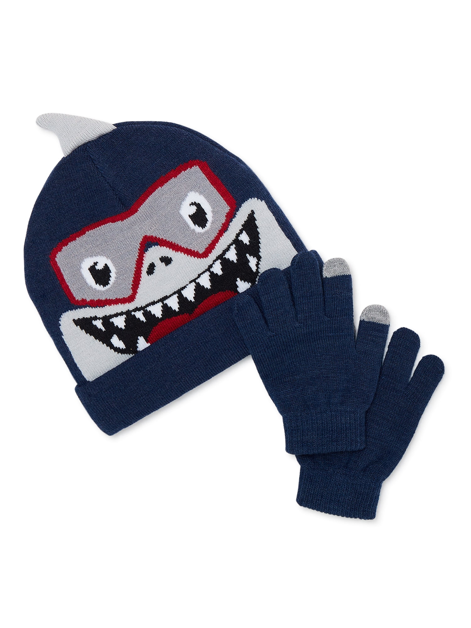 Wonder Nation Boys Shark Hat and Gloves Set, 2-Piece, One Size Fits Most