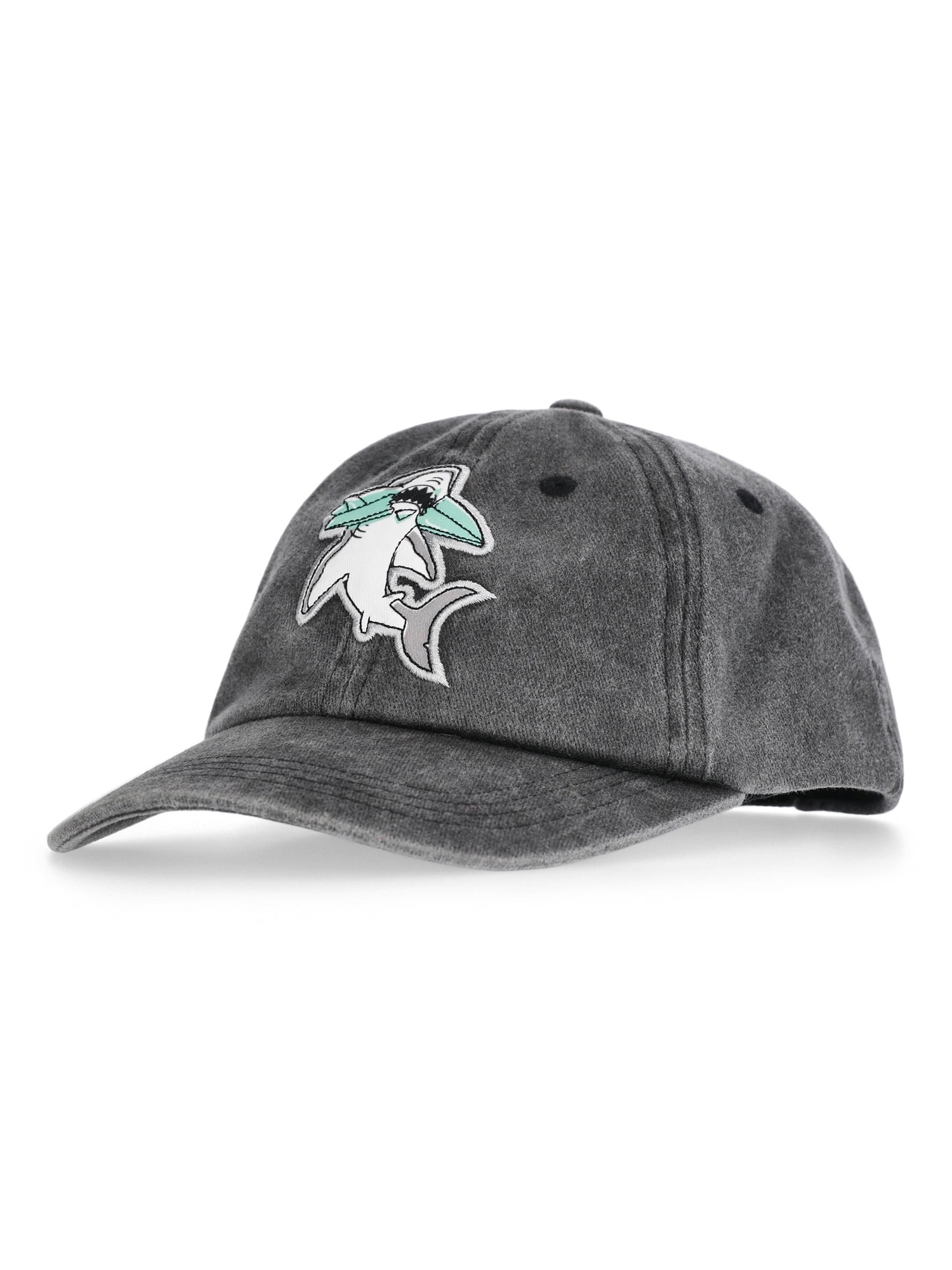 Boys Shark Patch Hat, One Size Fits Most, Black