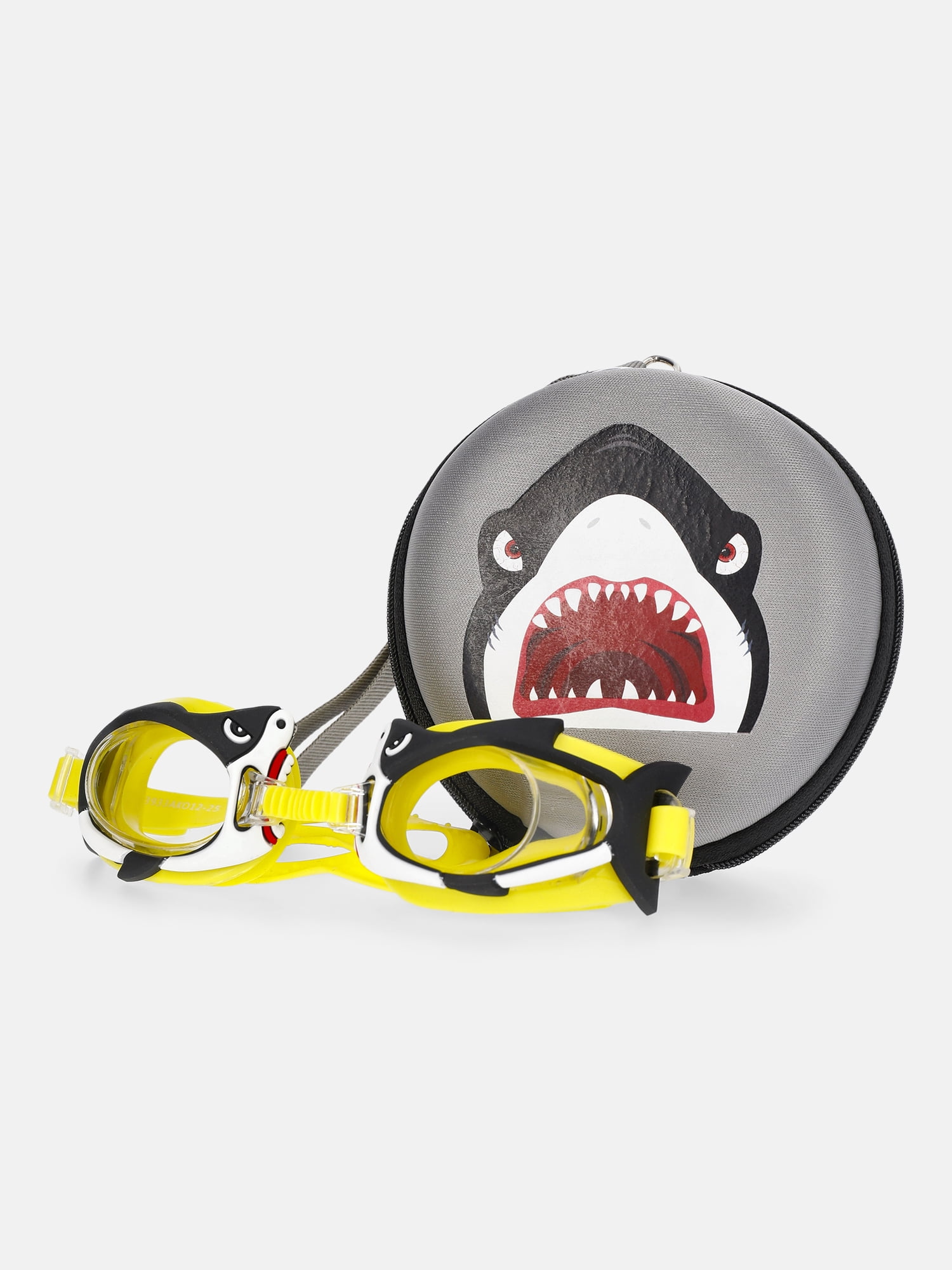 Wonder Nation Boys Shark Swim Goggles with Round Zip Shark Carrying Case, 2-Piece