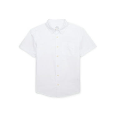 Wonder Nation Boys Button Up Shirt with Short Sleeves, Sizes 4/5-18 & Husky