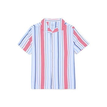 Wonder Nation Boys Short Sleeve Camp Collar Button-Up Shirt, Sizes 4-18