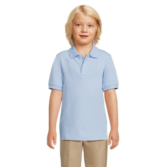 Wonder Nation Boys Short Sleeve Cotton Blend Polo Shirt, Sizes 4-18 & Husky
