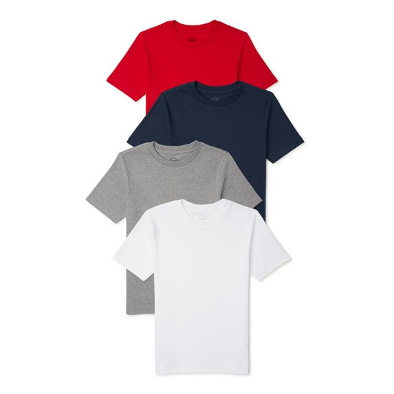 Wonder Nation Boys Short Sleeve Crewneck T-Shirt, 4-Pack, Sizes 4-18 & Husky