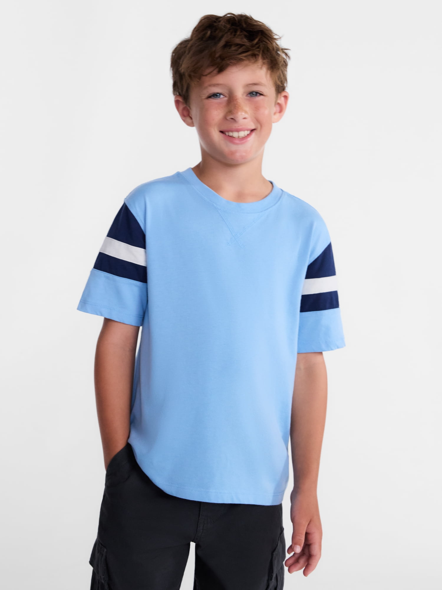 Wonder Nation Boys Football Tee with Short Sleeves, Sizes 4-18