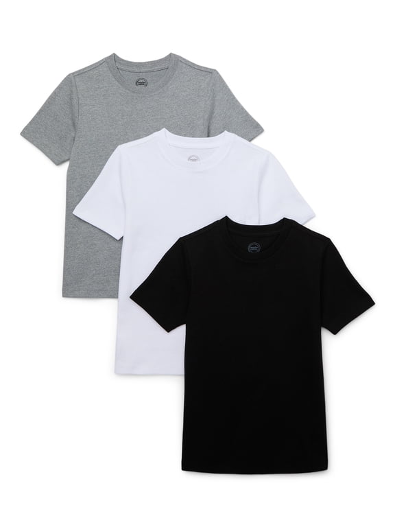 Boys Short Sleeve Heavyweight Boxy T-Shirt, 3-Pack, Sizes 4-18 & Husky