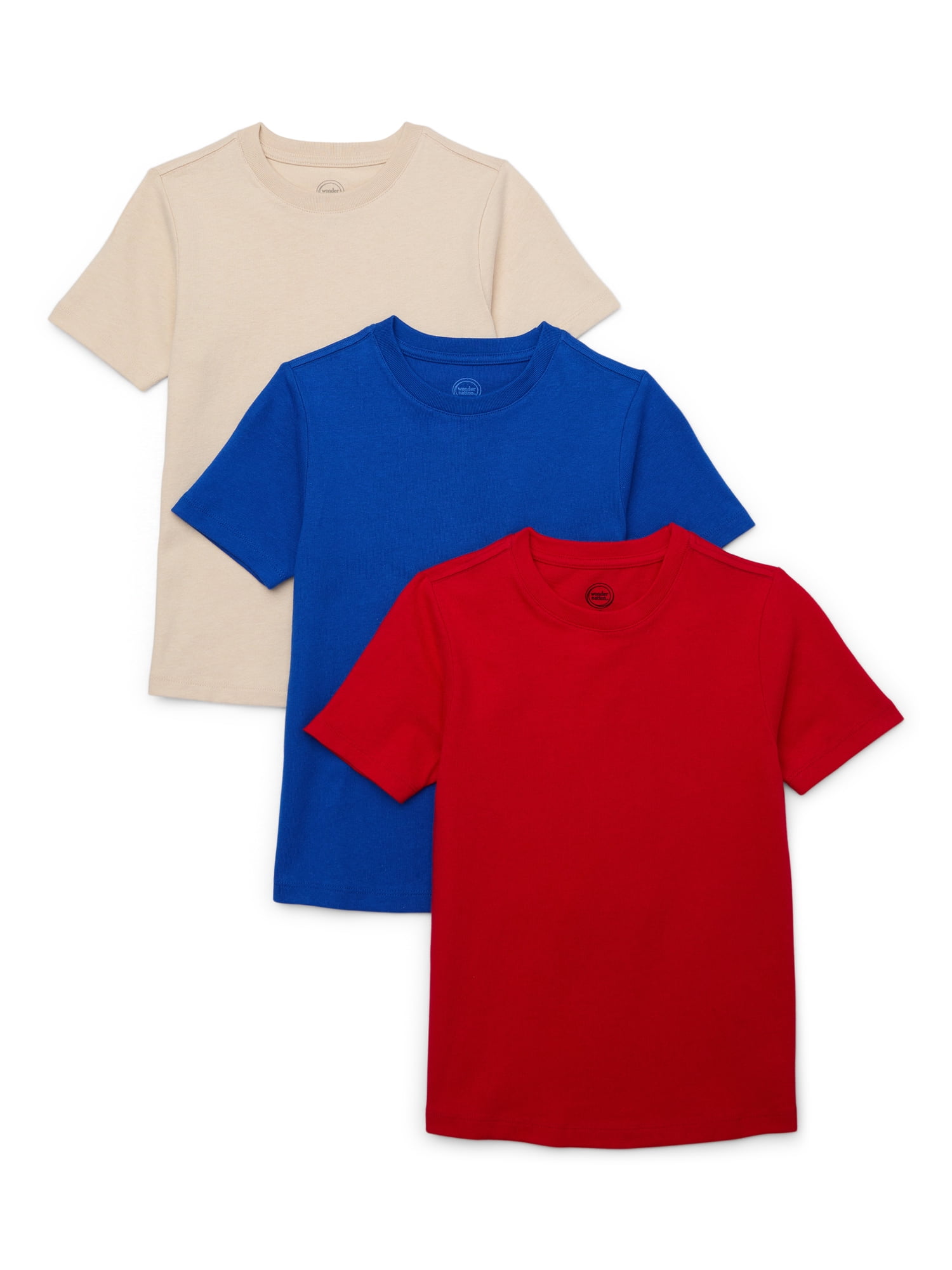 Wonder Nation Boys Short Sleeve Heavyweight Boxy T-Shirt, 3-Pack, Sizes 4-18 & Husky