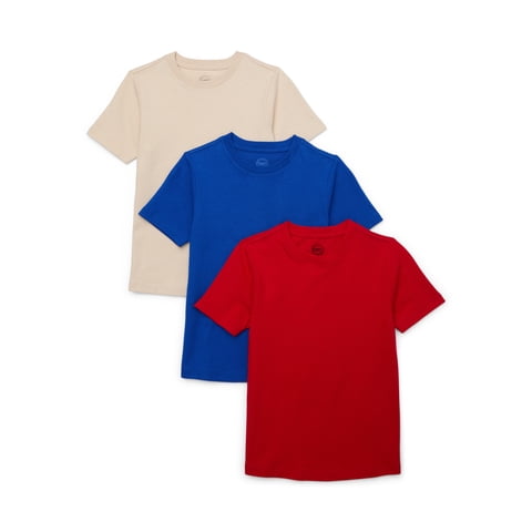 Boys Short Sleeve Heavyweight Boxy T-Shirt, 3-Pack, Sizes 4-18 & Husky