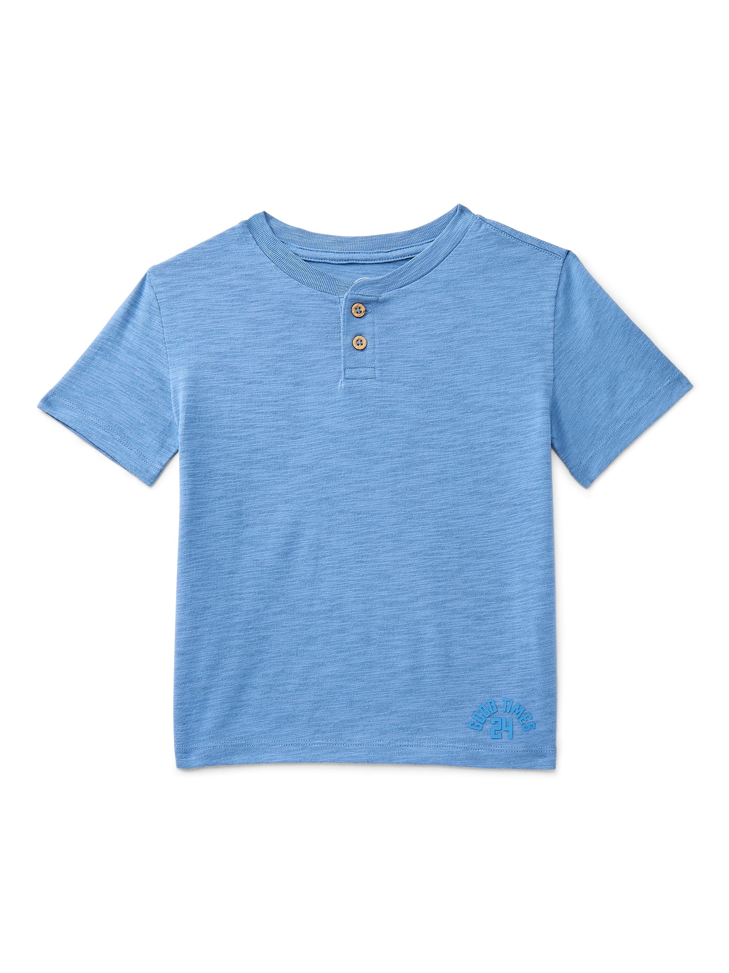 Wonder Nation Little Boys Slub Henley Tee with Short Sleeves, Sizes 4-10