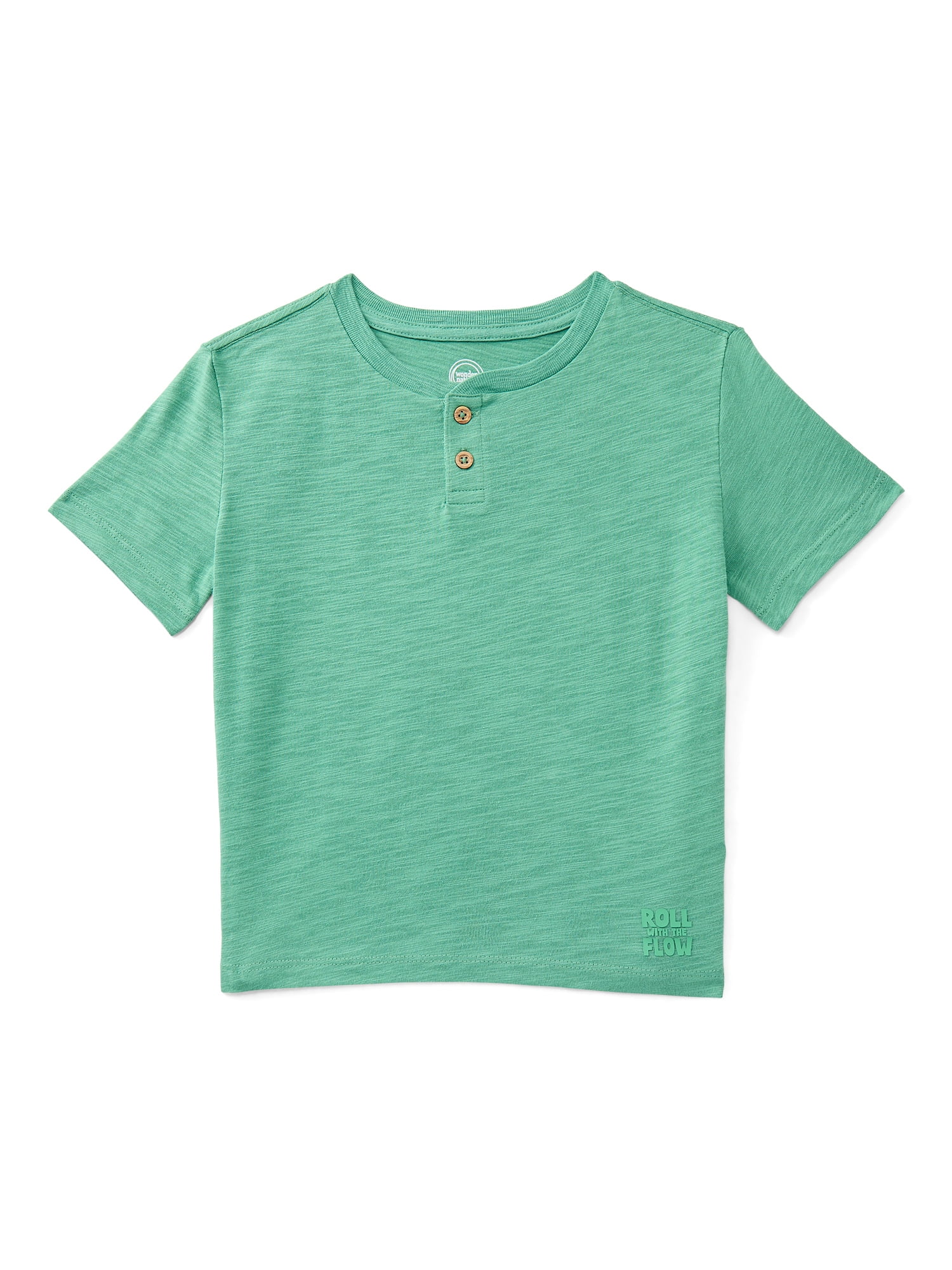 Wonder Nation Little Boys Slub Henley Tee with Short Sleeves, Sizes 4-10
