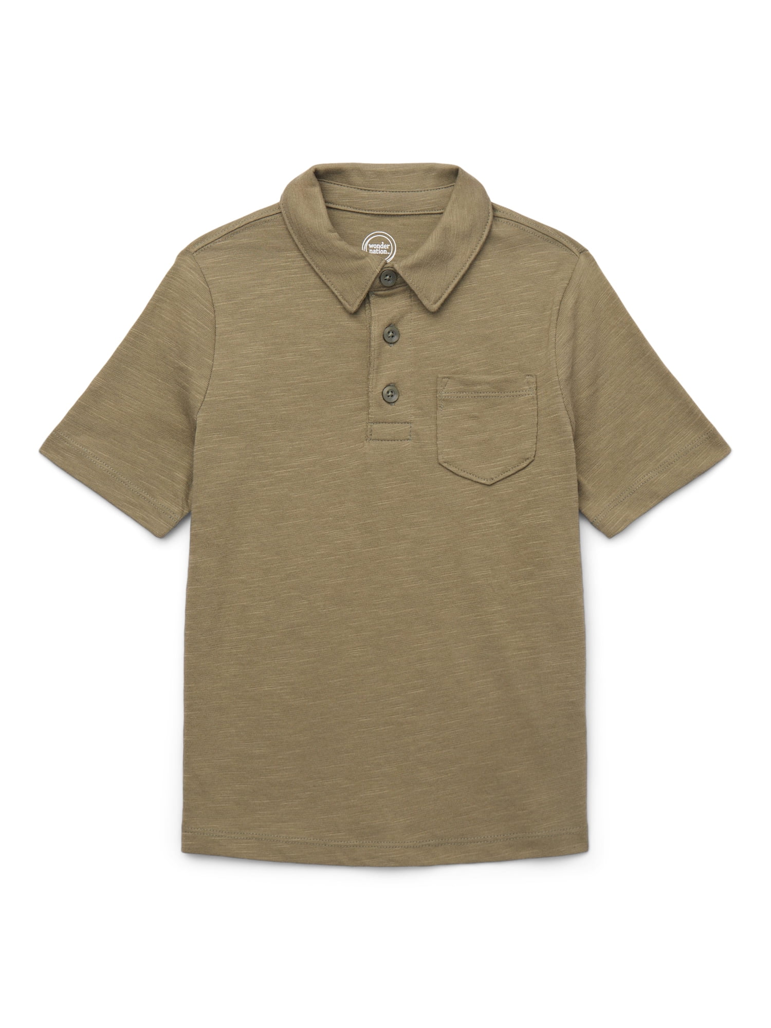 Wonder Nation Boys Short Sleeve Slub Polo Shirt, Sizes 4-18 & Husky