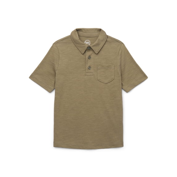 Wonder Nation Boys Short Sleeve Slub Polo Shirt, Sizes 4-18 & Husky
