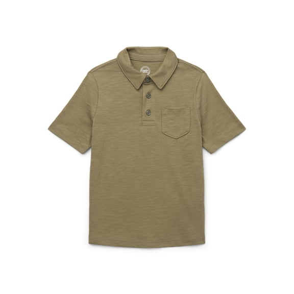 Wonder Nation Boys Short Sleeve Slub Polo Shirt, Sizes 4-18 & Husky