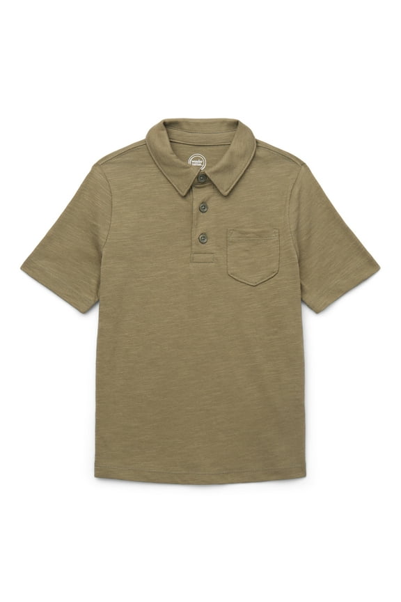 Boys Short Sleeve Slub Polo Shirt, Sizes 4-18 & Husky