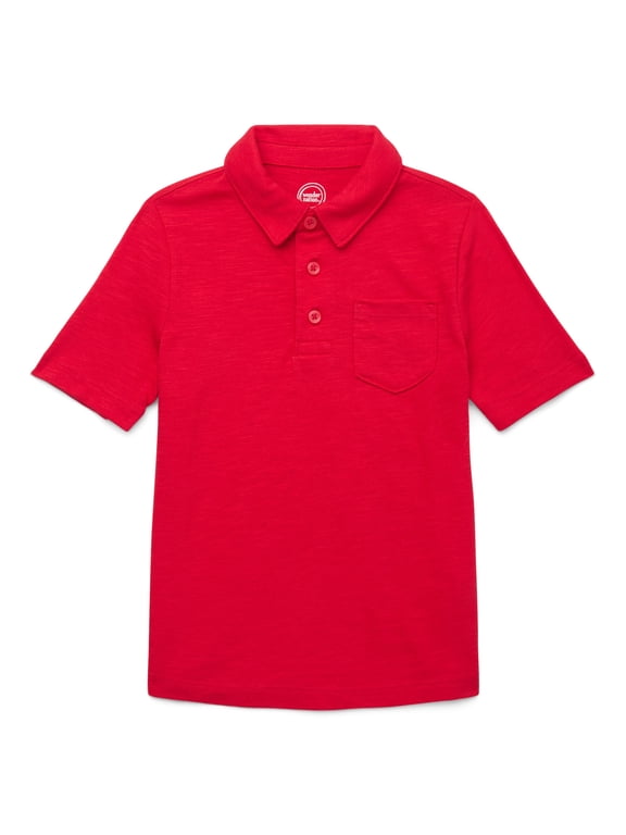 Boys Short Sleeve Slub Polo Shirt, Sizes 4-18 & Husky