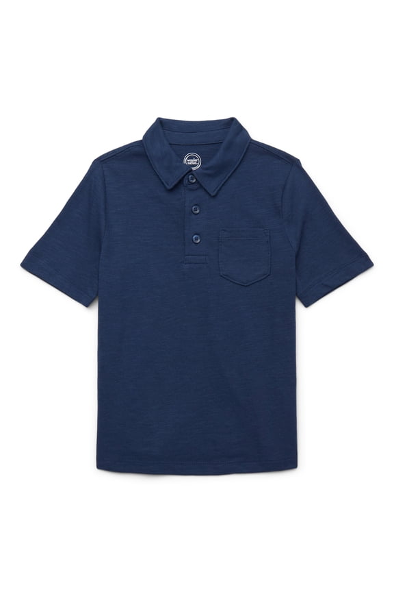 Boys Short Sleeve Slub Polo Shirt, Sizes 4-18 & Husky