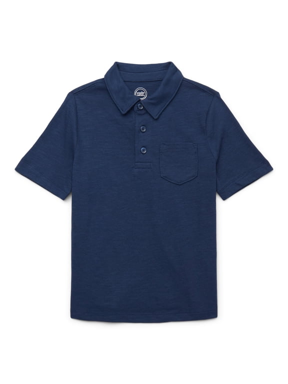 Boys Short Sleeve Slub Polo Shirt, Sizes 4-18 & Husky