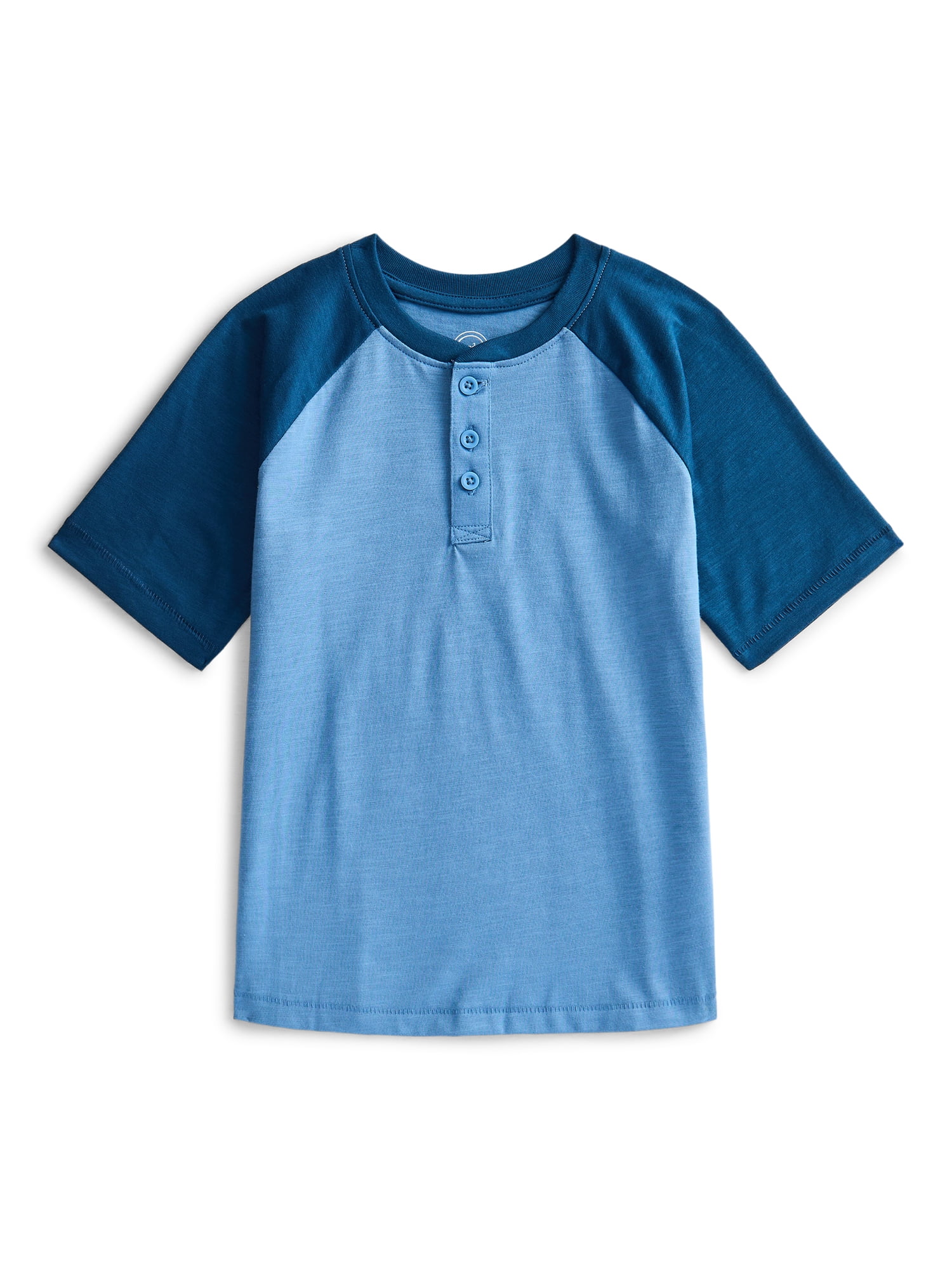 Wonder Nation Boys Raglan Henley T-Shirt with Short Sleeves, Sizes 4–18 & Husky