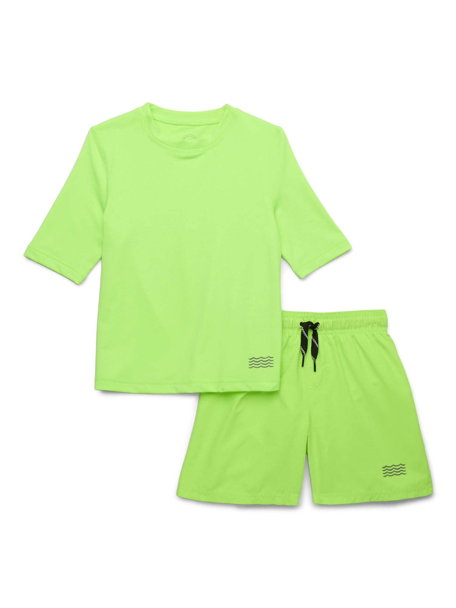 Wonder Nation Boys Short Sleeve Rashguard and Swim Trunks Set, 2-Piece, Sizes 4-18 & Husky