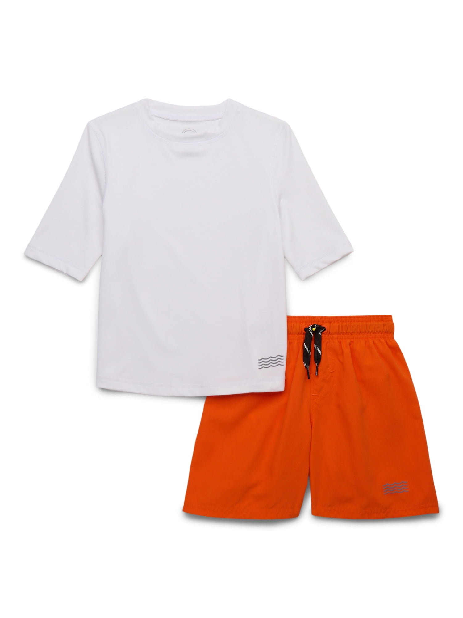 Wonder Nation Boys Short Sleeve Rashguard and Swim Trunks Set, 2-Piece, Sizes 4-18 & Husky
