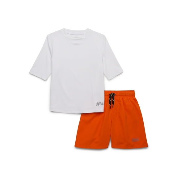 Wonder Nation Boys Short Sleeve Rashguard and Swim Trunks Set, 2-Piece, Sizes 4-18 & Husky