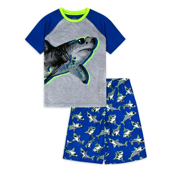 Wonder Nation Boys Short Sleeve Shirt and Shorts Pajama Set, 2-Piece, Sizes 4-18 & Husky