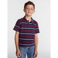 thumbnail image 1 of Wonder Nation Boys' Stripe Pique Knit Polo Shirt with Short Sleeves, Sizes 4-18, 1 of 7