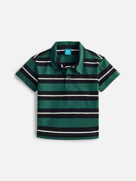 Boys' Stripe Pique Knit Polo Shirt with Short Sleeves, Sizes 4-18 & Husky