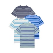 Wonder Nation Boys Short Sleeve Stripe Tee, 4-Pack, Sizes 4-18 & Husky