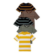 Wonder Nation Boys Short Sleeve Striped Tee, 5-Pack, Sizes 4-18 & Husky