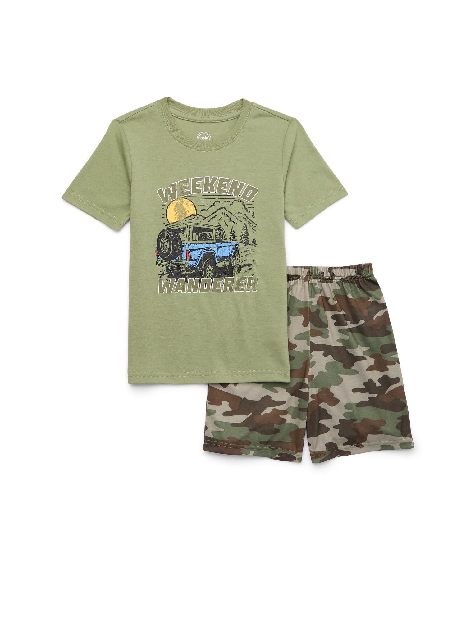 Wonder Nation Boys Short Sleeve Tee and Shorts Pajama Set, 2-Piece, Sizes 4-16 & Husky