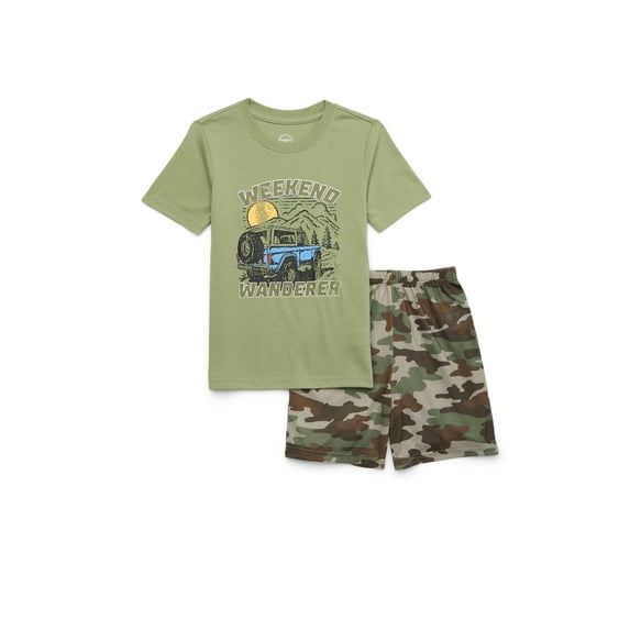Wonder Nation Boys Short Sleeve Tee and Shorts Pajama Set, 2-Piece, Sizes 4-16 & Husky