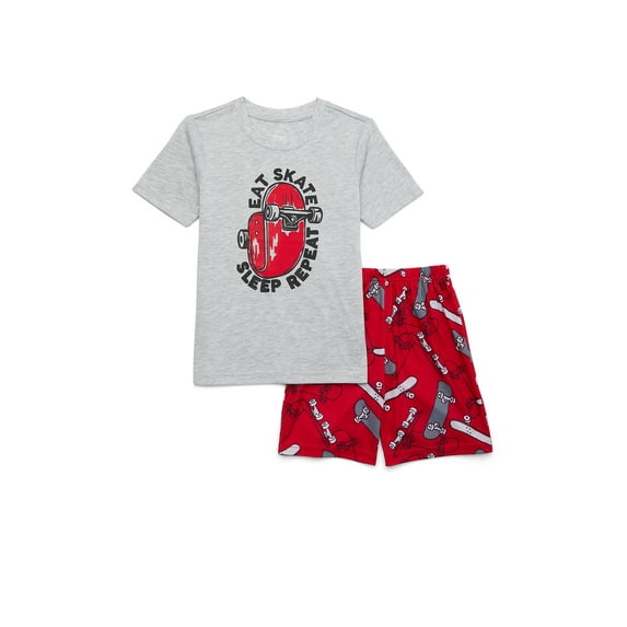 Wonder Nation Boys Short Sleeve Tee and Shorts Pajama Set, 2-Piece, Sizes 4-16 & Husky