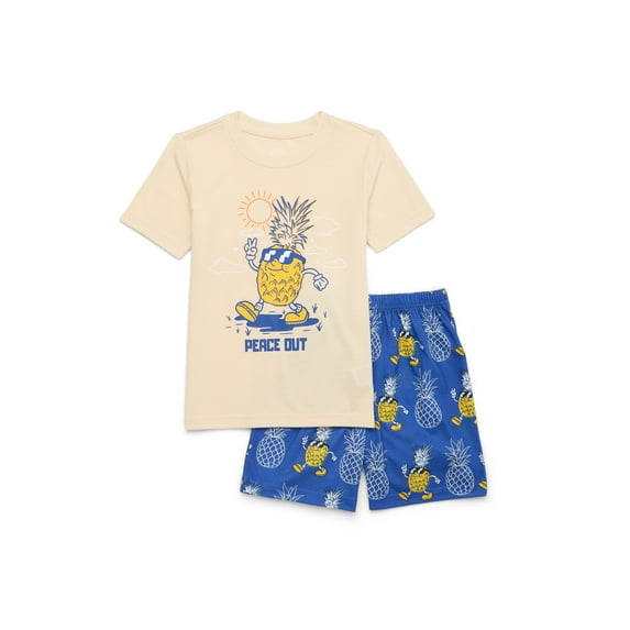 Wonder Nation Boys Short Sleeve Tee and Shorts Pajama Set, 2-Piece, Sizes 4-16 & Husky