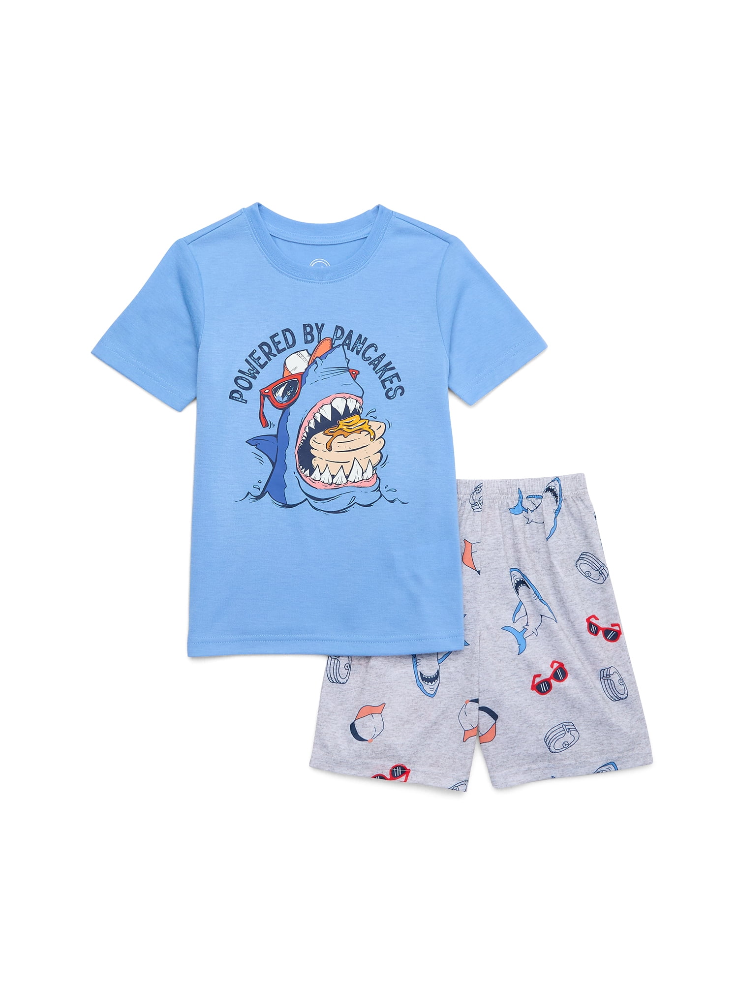 Wonder Nation Boys Short Sleeve Tee and Shorts Pajama Set, 2-Piece, Sizes 4-16 & Husky