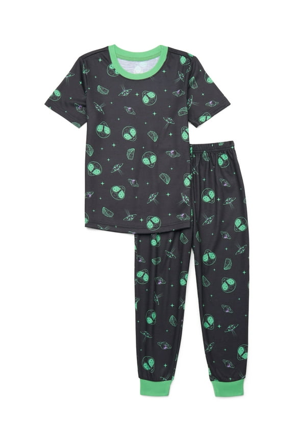 Boys Short Sleeve Top and Joggers, 2-Piece Sleep Set, Sizes 4-18 Plus Husky