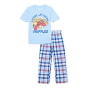 Wonder Nation Boys Short Sleeve Top and Pants, 2-Piece Sleep Set, Sizes 4-18 Plus Husky
