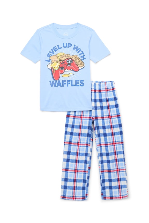 Boys Short Sleeve Top and Pants, 2-Piece Sleep Set, Sizes 4-18 Plus Husky