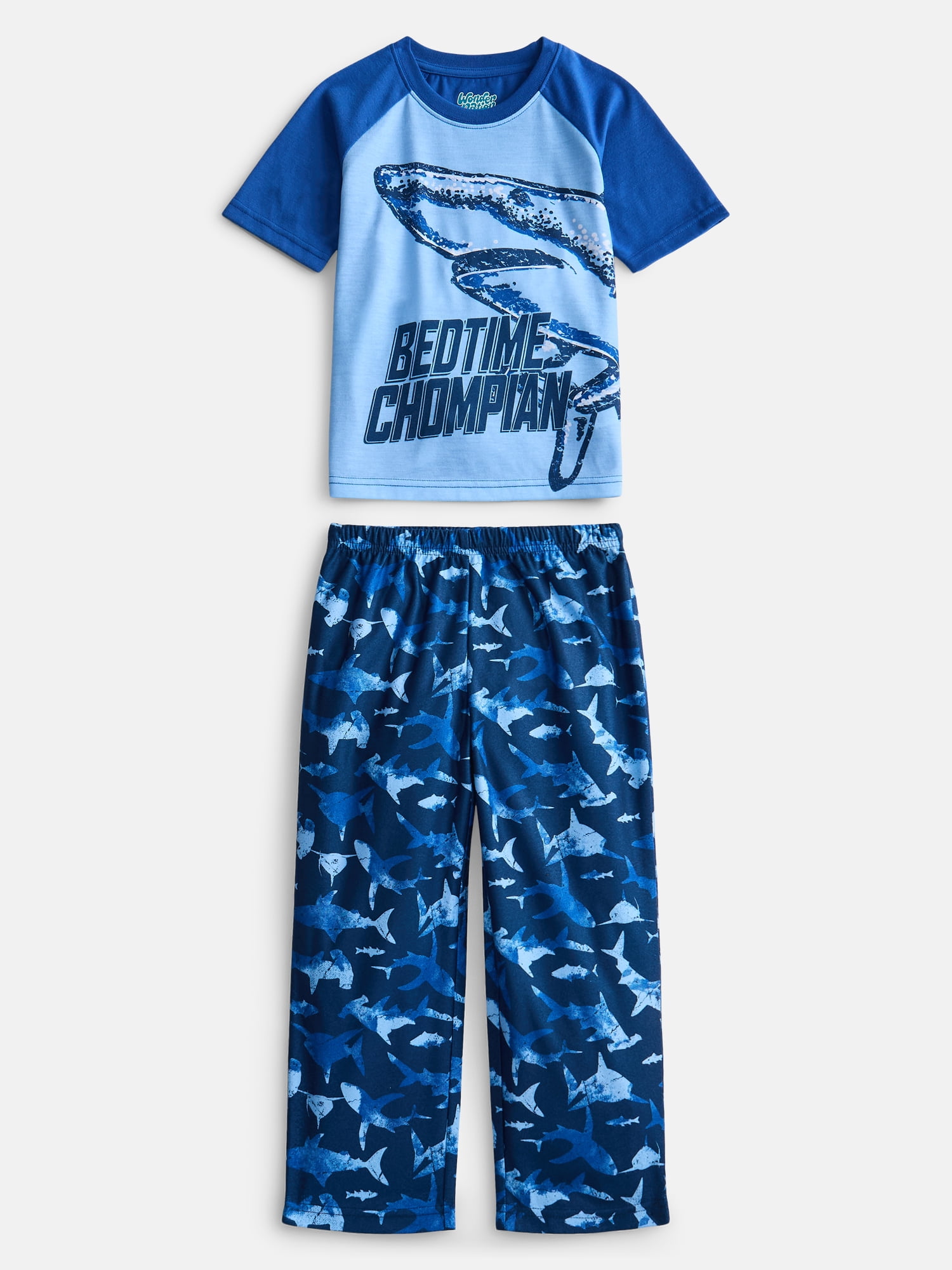 Wonder Nation Boys Short Sleeve Graphic Tee and Wide Leg Pants Sleep Set, 2-Piece, Sizes 4-18