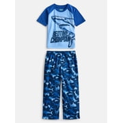 Wonder Nation Boys Short Sleeve Graphic Tee and Wide Leg Pants Sleep Set, 2-Piece, Sizes 4-18