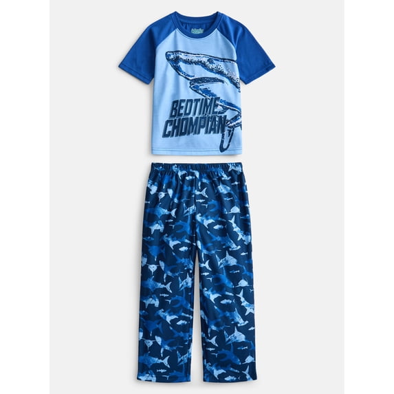 Wonder Nation Boys Short Sleeve Graphic Tee and Wide Leg Pants Sleep Set, 2-Piece, Sizes 4-18