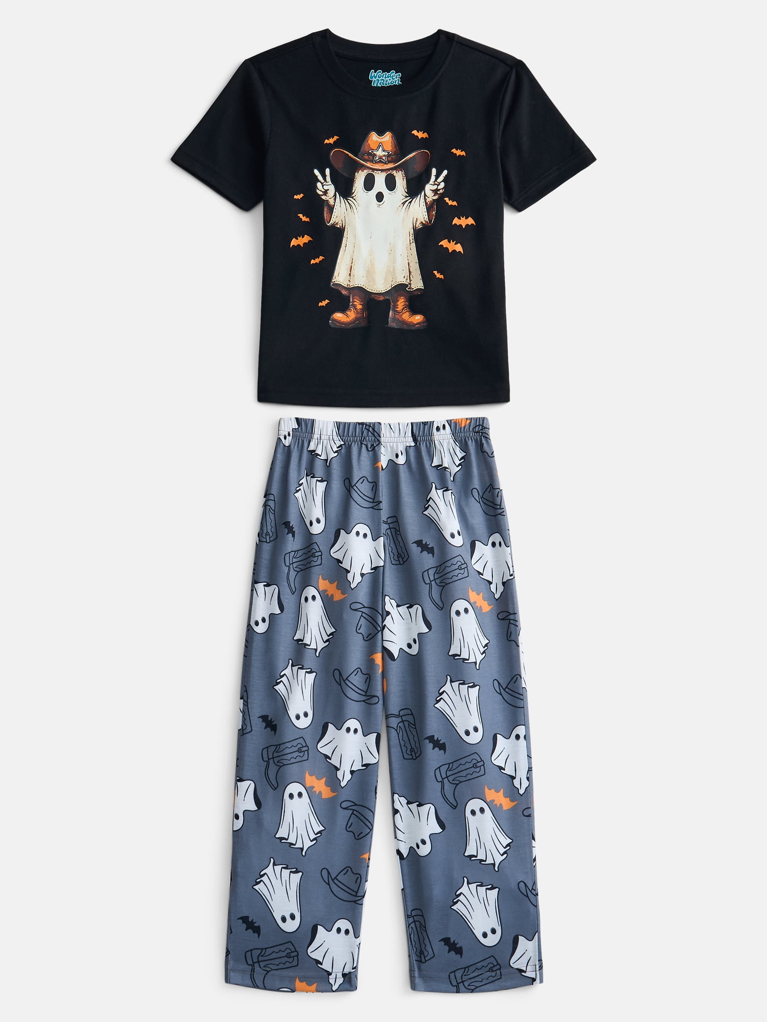 Wonder Nation Boys Short Sleeve Graphic Tee and Wide Leg Pants Sleep Set, 2-Piece, Sizes 4-18