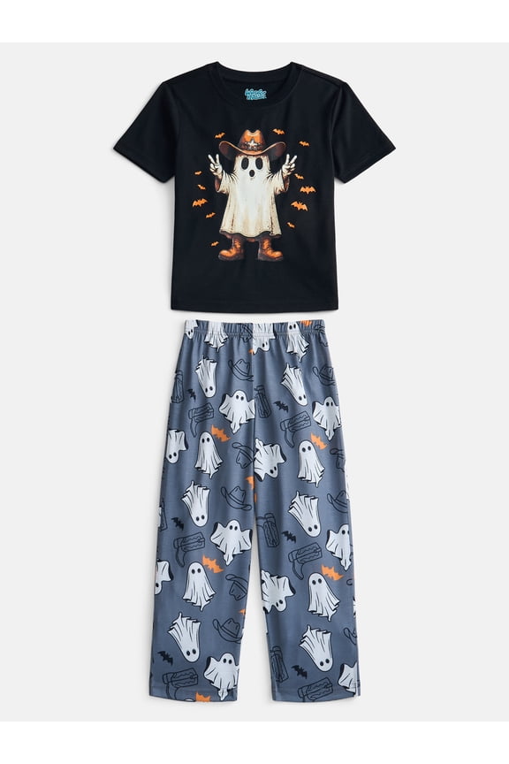 Boys Short Sleeve Graphic Tee and Wide Leg Pants Sleep Set, 2-Piece, Sizes 4-18