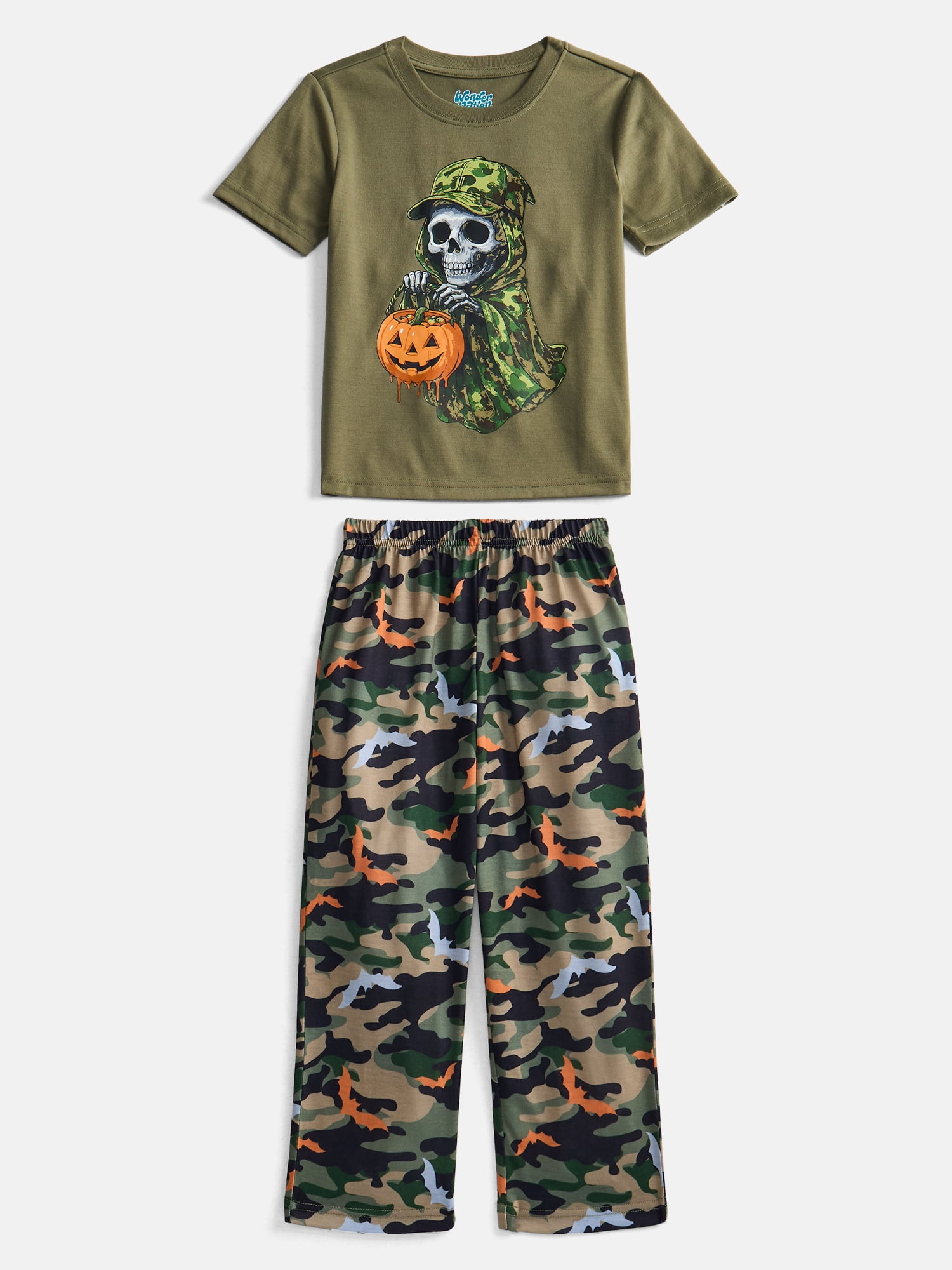 Wonder Nation Boys Short Sleeve Graphic Tee and Wide Leg Pants Sleep Set, 2-Piece, Sizes 4-18