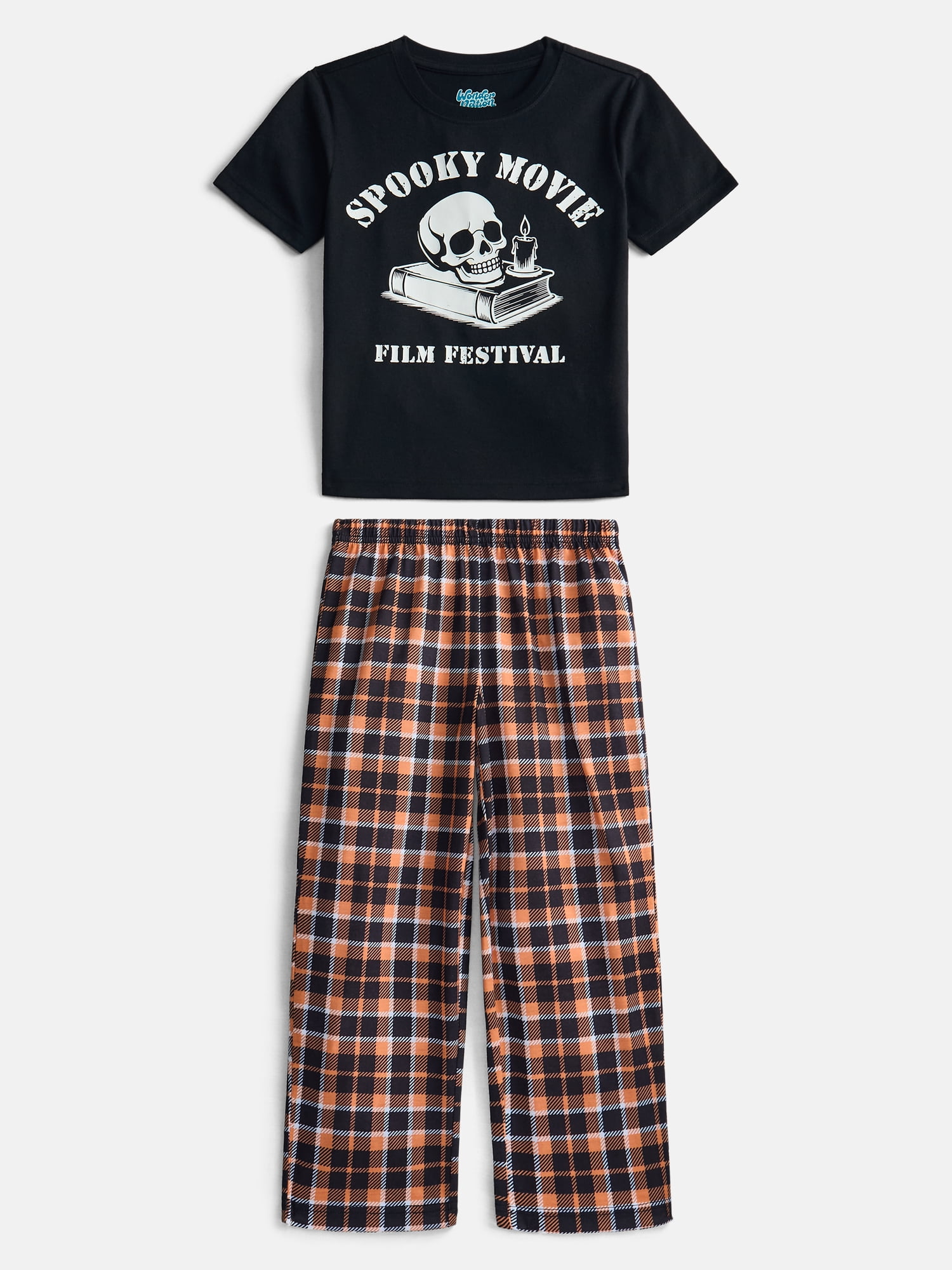 Wonder Nation Boys Short Sleeve Graphic Tee and Wide Leg Pants Sleep Set, 2-Piece, Sizes 4-18