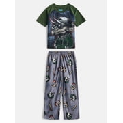 Wonder Nation Boys Short Sleeve Graphic Tee and Wide Leg Pants Sleep Set, 2-Piece, Sizes 4-18
