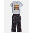 thumbnail image 1 of Wonder Nation Boys Short Sleeve Graphic Tee and Wide Leg Pants Sleep Set, 2-Piece, Sizes 4-18, 1 of 3