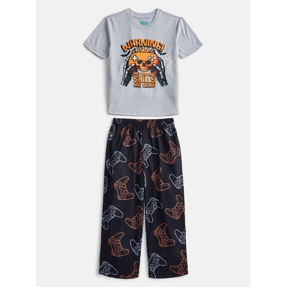 Wonder Nation Boys Short Sleeve Graphic Tee and Wide Leg Pants Sleep Set, 2-Piece, Sizes 4-18