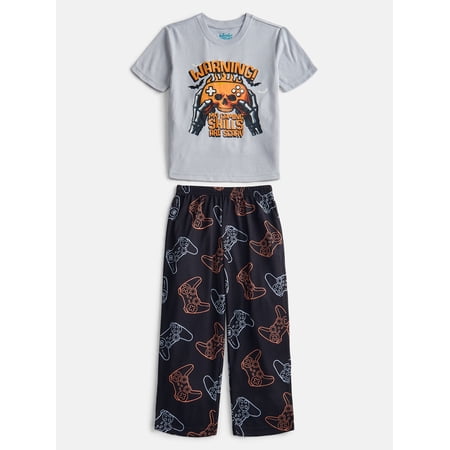 Wonder Nation Boys Short Sleeve Graphic Tee and Wide Leg Pants Sleep Set, 2-Piece, Sizes 4-18